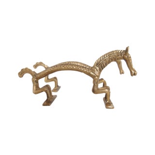 Brass Horse Cabinet or Door Pulls - A Pair For Sale
