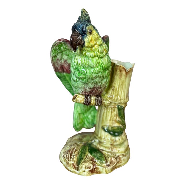 Vintage Ceramic Parrot Vase, 1920s For Sale