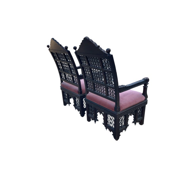 Brown Antique Armchairs in Walnut, 1890s, Set of 2 For Sale - Image 8 of 8