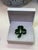 Metal Vintage Lillian Vernon Handmade Emerald Green Fused Glass Shamrock Brooch For Sale - Image 7 of 8