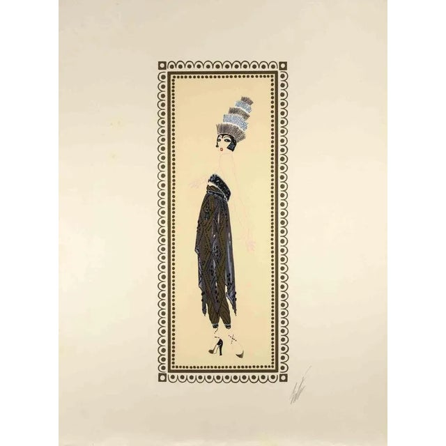 Erté, The Plumed, 1970s, Lithograph For Sale - Image 4 of 4