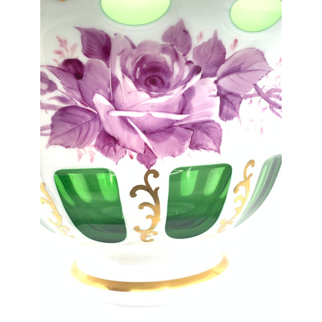 Moser-Style Hand Blown Glass Hand Painted Bowl For Sale - Image 4 of 8