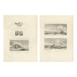 After Dominique Vivant Denon, Napoleon's Egyptian Campaign Battle Scenes, 1802, Engraving on Paper, Set of 2 For Sale