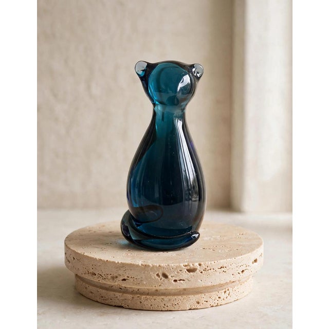 Mid-Century Cobalt Blue Murano Glass Cat, 1960s For Sale - Image 6 of 6