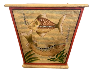 Hand Painted Italian Fish Wastebasket