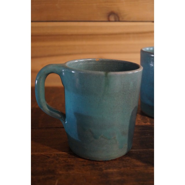 Ceramic 1950s North State Pottery Blue Glazed Mugs - Set of 4 For Sale - Image 7 of 10