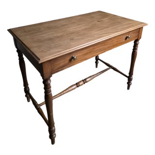 Antique Elm Writing Table with Large Drawer, France, 1920s For Sale