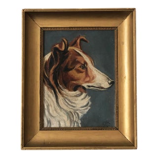 Antique Original Dog Oil Painting, 19th Century Dog Portrait For Sale
