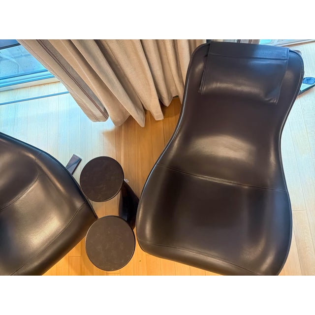 Black Pair of "Mart" Leather Lounge Chairs Attributed to Antonio Citterio for B&b Italia For Sale - Image 8 of 18
