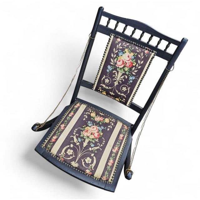 Victorian Upholstered Folding Chair For Sale - Image 3 of 13
