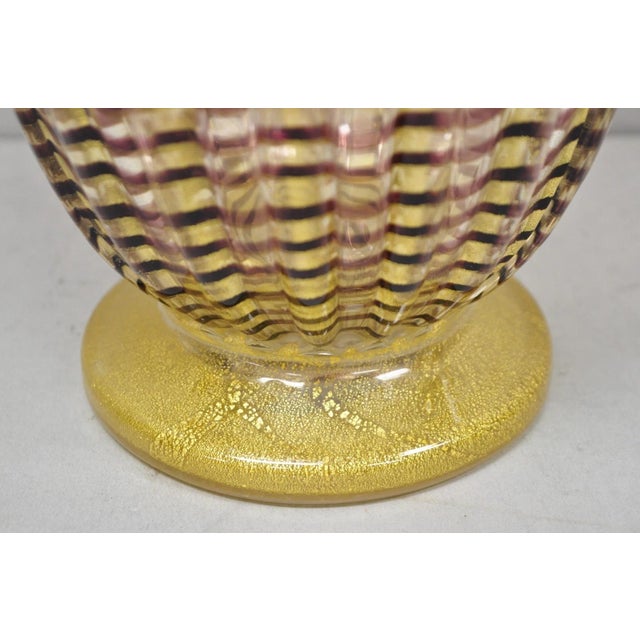 Ferro Toso Barovier Mid 20th Century Ercole Barovier Zebrato Murano Art Glass Vase Zebrati for Ferro Toso Barovier For Sale - Image 4 of 14