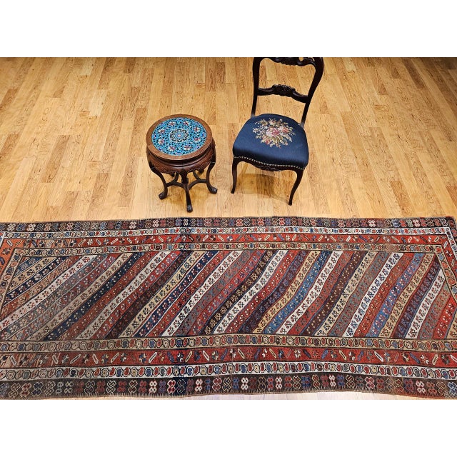 Antique Gendje Kazak Runner, Handwoven Wool, 19th Century Caucasus, 4' x 11' For Sale - Image 4 of 16