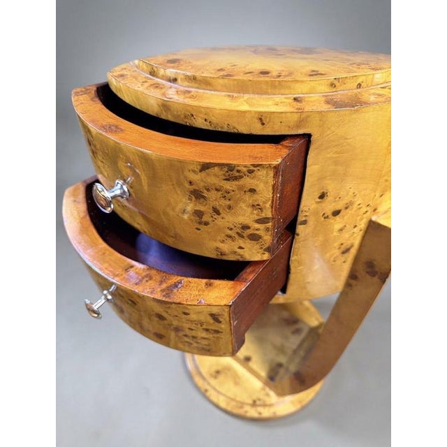 Art Deco Style Olive Burl Bedside Lockers, Set of 2 For Sale - Image 3 of 5