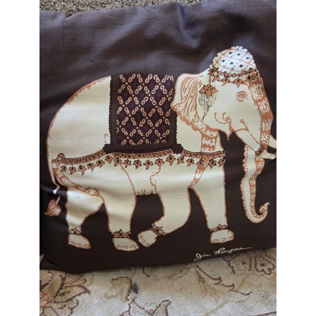Jim Thompson Silk Elephant Pillows - A Pair For Sale - Image 4 of 9