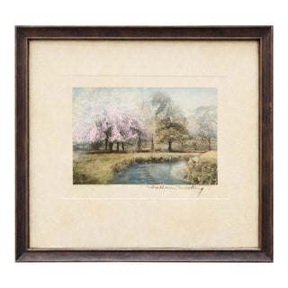 Vintage Wallace Nutting Hand-Colored Photograph – Spring Landscape With Blossoming Trees For Sale