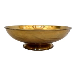 Vintage Shallow Brass Bowl For Sale