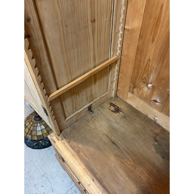 Antique Irish Pine Armoire Cabinet For Sale - Image 11 of 12