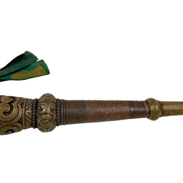 Asian Early 20th Century Tibetan Handcrafted Buddhist Festival Trumpet For Sale - Image 3 of 12