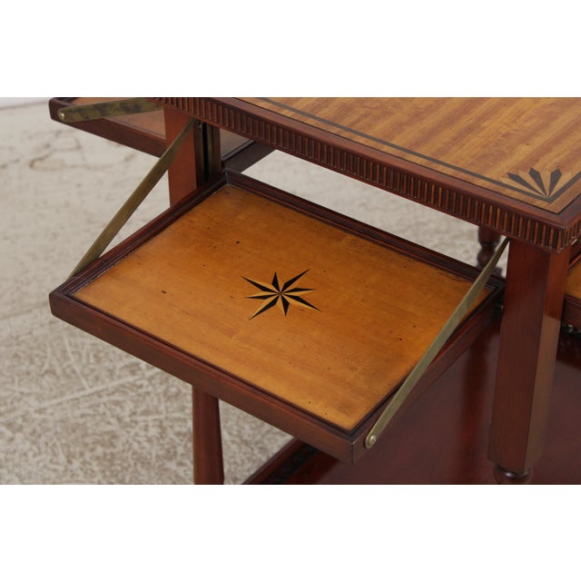 John Widdicomb Marquetry Inlaid Serving Bar Cart For Sale In Philadelphia - Image 6 of 18