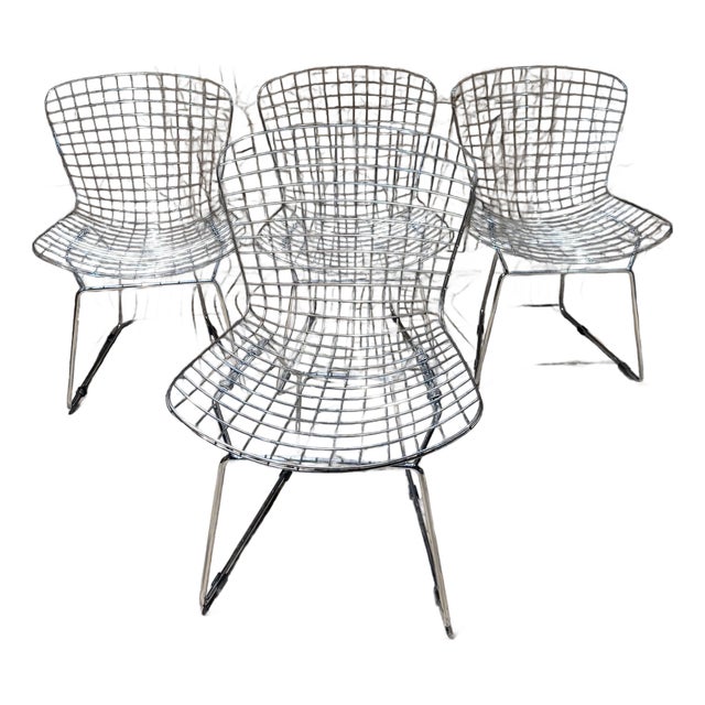 Set of Four Harry Bertoia Wire Side Chair (Model 420) Mid Century Modern Knoll For Sale
