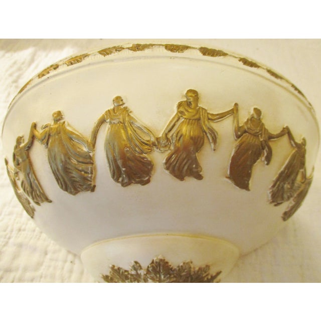 Vintage Roman Decorative Lavabo White With Gold Dancers and Oak Leaves Pottery - 2 Pieces For Sale In Miami - Image 6 of 11