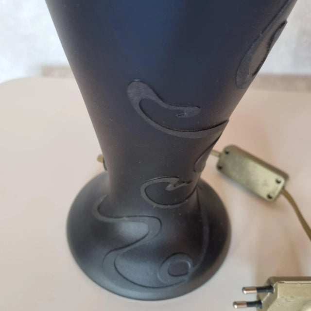 Black Glass Desk Lamp, 1980s For Sale - Image 9 of 12