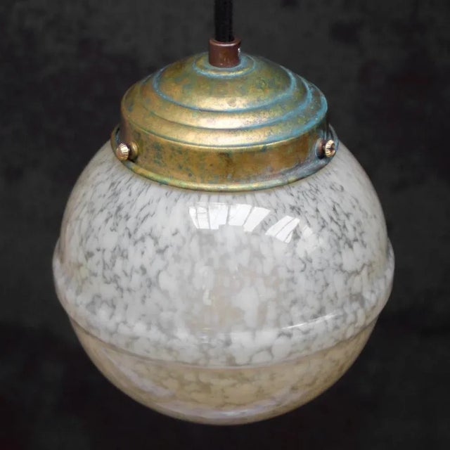 1950s French Clichy Yellow Glass Pendant Lamp For Sale - Image 5 of 7