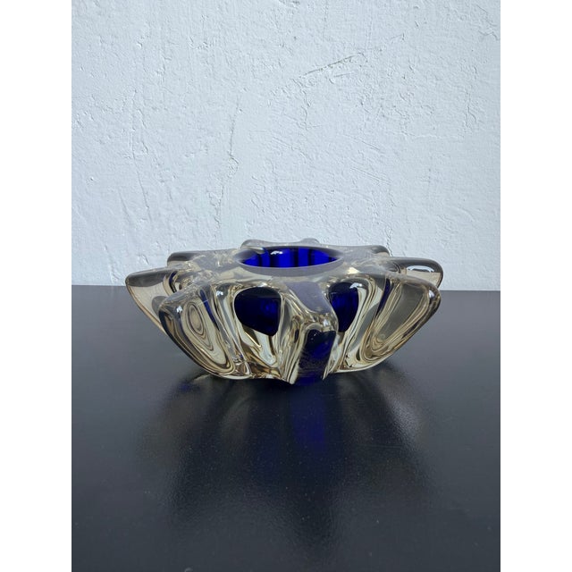 Mid-Century Italian Murano Glass Sommerso Ashtray With Cobalt Blue Center, 1960s For Sale - Image 9 of 12