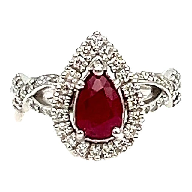 1.56 Ct Natural Burma Ruby & Diamond Ring Size 5 For Sale