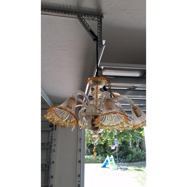 Murano Vintage "Auber" Murano Glass Venetian Chandelier - 6 Light For Sale - Image 4 of 4