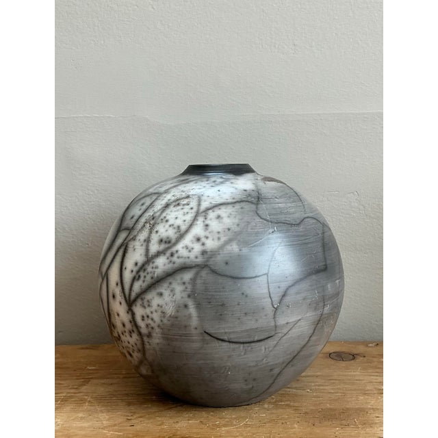 Vintage Original Raku Fired Studio Pottery Vase For Sale - Image 9 of 12