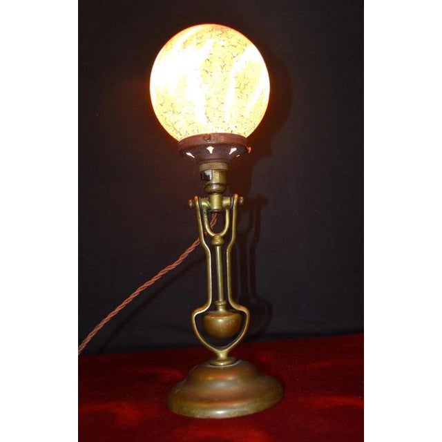 Art Deco Brass Maritime Gimbal Lamp with Coloured Glass Shade, 1920s For Sale - Image 15 of 18