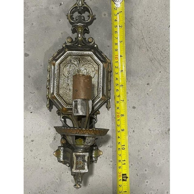 Antique Arts & Crafts Wall Sconce One Light Beed Repair For Sale - Image 9 of 10