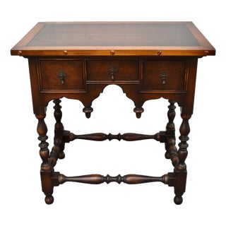 Antique Walnut Table William and Mary Style Accent Side 3 Drawers For Sale