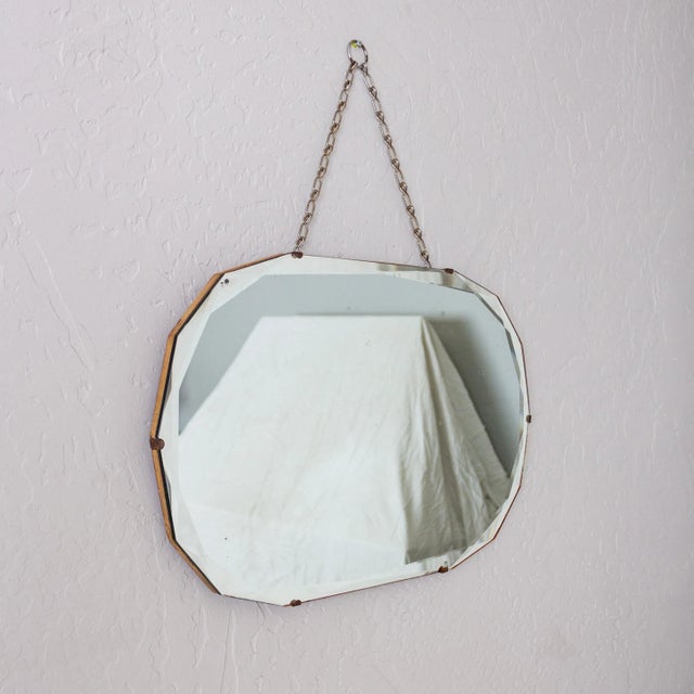Art Deco Beveled and Faceted Hanging Mirror | Frameless Polygon Shape For Sale - Image 6 of 12