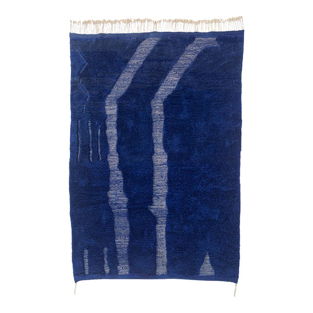 Abstract Organic Line Hand-Knotted Wool Rug | 9'8" X 6'8" | One of a Kind For Sale