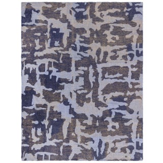 Contemporary Abstract Blue Purple Flat Weave Rug by Doris Leslie Blau For Sale