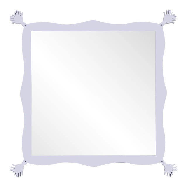 Fleur Home Carnival Iko Iko Square Mirror in Spring Iris, 63x63 For Sale