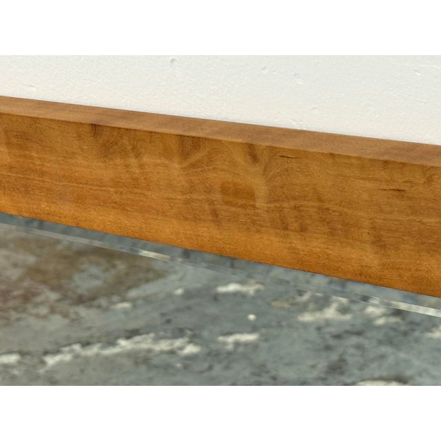 Wood Contemporary Beveled Glass Wall Mirror For Sale - Image 7 of 12
