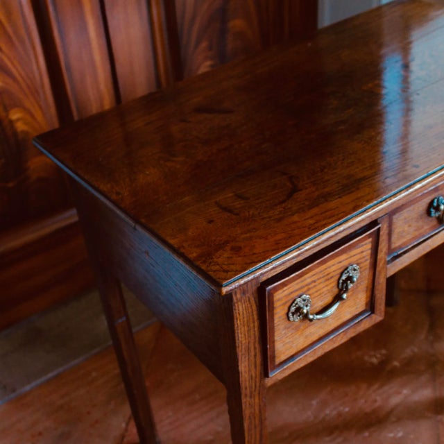 Early 19th Century English Country Oak Georgian Lowboy Table For Sale - Image 5 of 14