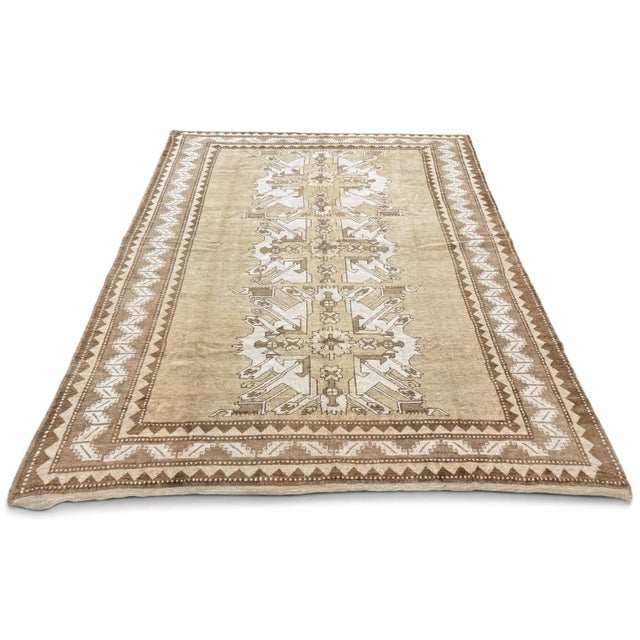 Vintage Turkish Rug 7x9 | Warm Earthy Palette With Large Geometric Medallions For Sale - Image 4 of 5