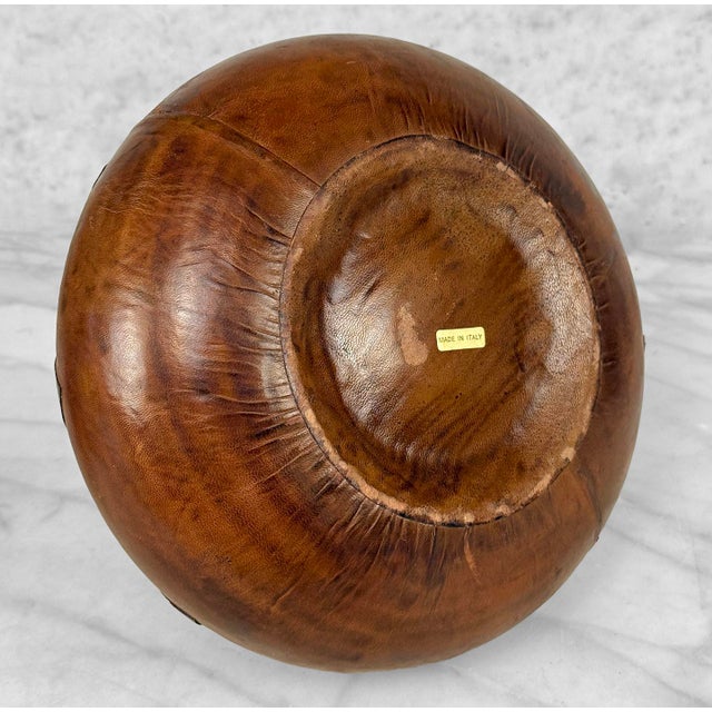 Vintage Italian Leather Wrapped Cognac Liquor Decanter W/ Stopper For Sale - Image 9 of 9