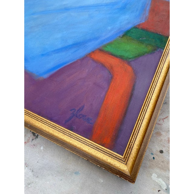 A compelling original oil painting by the listed American artist Florence Zlowe. This work features an introspective...