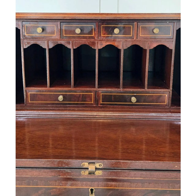 Federal Style Maddox Mahogany Secretary Desk – Tambour Doors, Jamestown Ny For Sale In Dallas - Image 6 of 13
