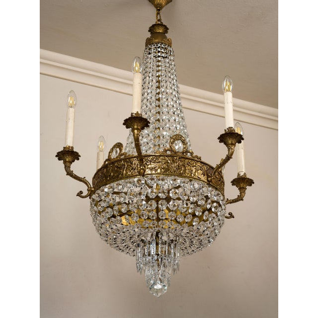 Glass Empire Style Hot Air Balloon 6-Light Chandelier, 1960s For Sale - Image 7 of 14