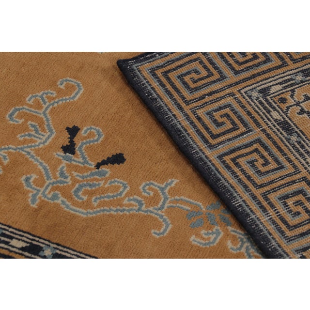 Beige Rug & Kilim’s Chinese Art Deco Inspired Runner Rug, Brown With Greek Key Border For Sale - Image 8 of 8