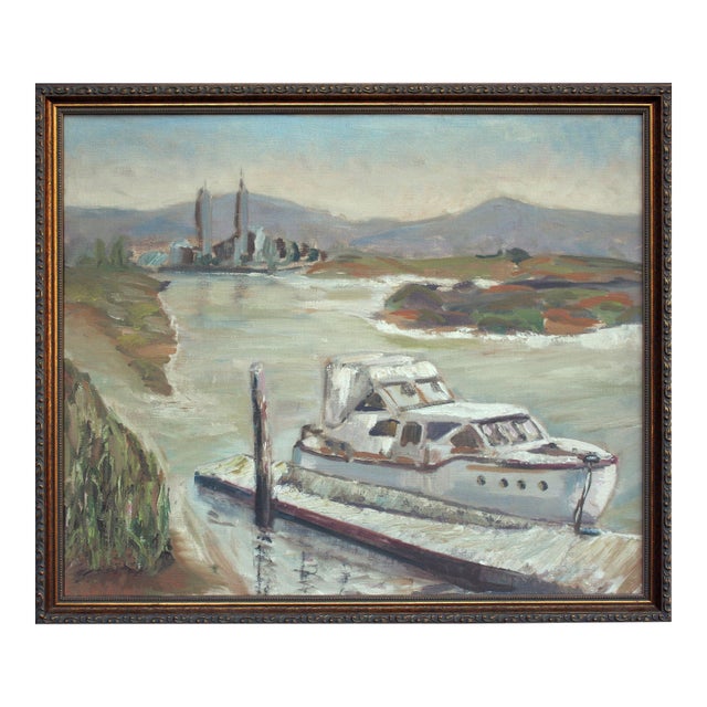 Boat at Moss Landing, Monterey Bay California Seascape For Sale
