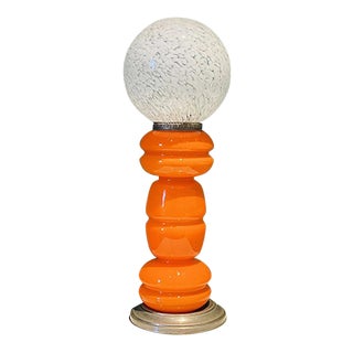 Italian Orange Blown Murano Glass Table Lamp from Mazzega, 1965 For Sale