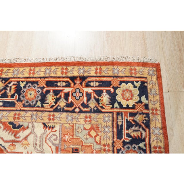 8x10 Traditional Coral Geometric Medallion Hand Knotted Wool Carpet Rug For Sale In New York - Image 6 of 10