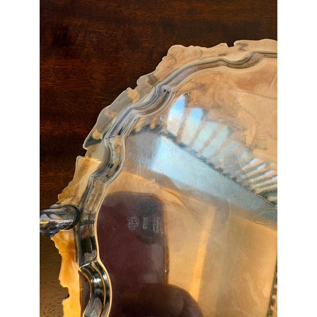 Antique Edwardian Silver-Plated Salver Tray, 1905 For Sale - Image 4 of 9